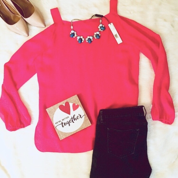 Elie Tahari Lindy Silk Blouse Pink Cold Shoulder - Picture 2 of 8